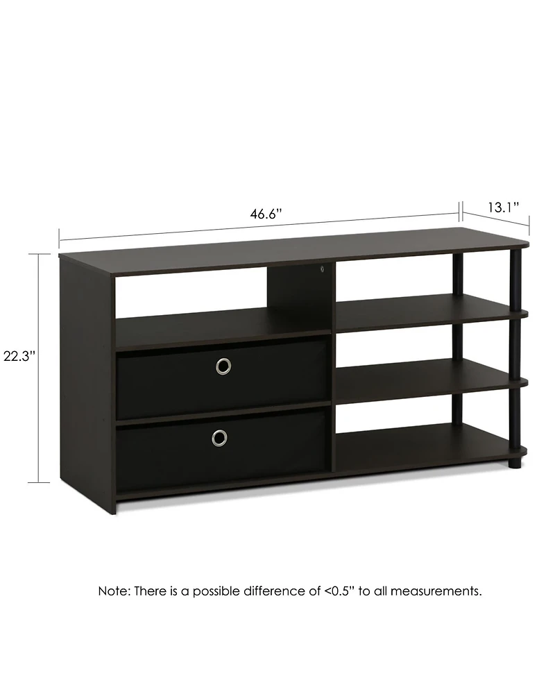 Furinno Tv Stand Hold up to 50" Media Entertainment Center Bookcase Shelves with 2 Drawers