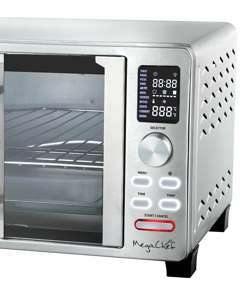 MegaChef 25 Quart Digital Electric French Door Multi-Function Counter Top Oven with Rotisserie Set