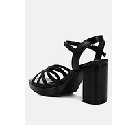 Sparks Fly Glitter Strappy Block Sandals Women