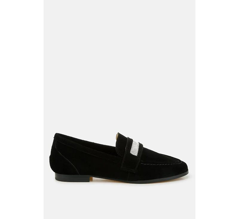 New Ode Rhinestone Penny Strap Loafers