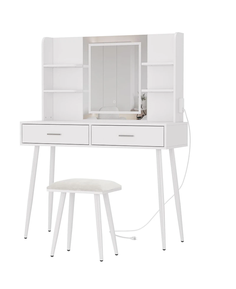 gaomon Makeup Vanity Desk, Vanity Mirror with Lights Desk and Chair