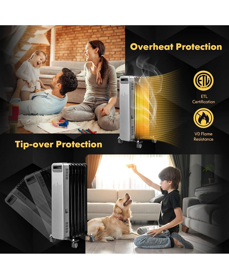 Gouun 1500W Portable Oil-Filled Radiator Heater for Home and Office