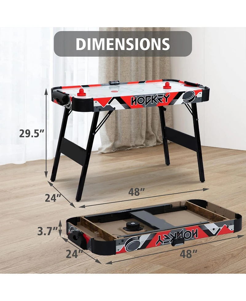 Sugift 48" Foldable Air Hockey Table, Mid-Size Indoor Game Table w/Led Scoreboard, Pushers & Pucks, Easy Assembly