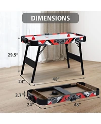 Sugift 48" Foldable Air Hockey Table, Mid-Size Indoor Game Table w/Led Scoreboard, Pushers & Pucks, Easy Assembly