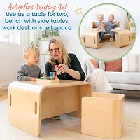 ECR4Kids Premium Bentwood Multipurpose Table and Chair Set, Natural, 3-Piece