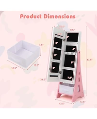 Costway Kids Vanity Set Princess Makeup Dressing Table & Chair with Jewelry Armoire