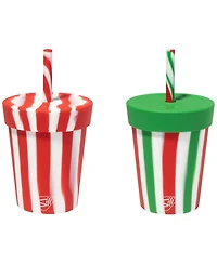 Kids Straw Tumblers 8oz: 2 pk - Peppermint & Poinsettia