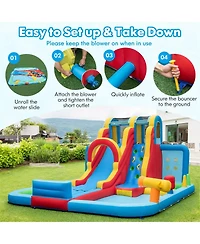 Gouun Inflatable Water Slide Water Park with Long Slide and Splash Pools and Ball Pit without Blower