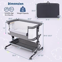 Gouun Baby Bassinet Bedside Sleeper with 6-Level Adjustable Height