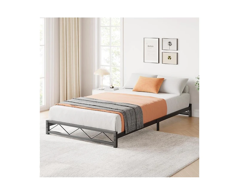 gaomon 6 Inches King Size Metal Platform Bed Frame,Low Bed Frame with Steel Slat Support, Mattress Foundation, No Box Spring Needed, Easy Assembly