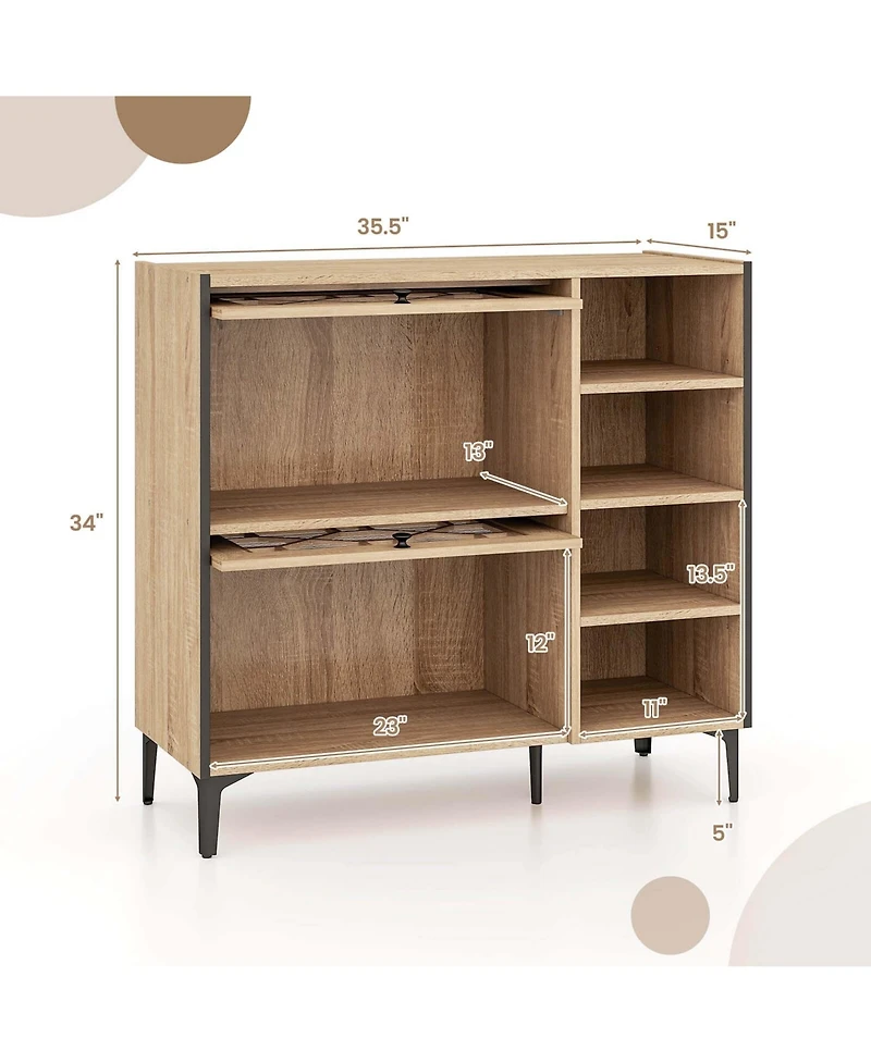 Costway Shoe Storage Cabinet with Flip Doors Adjustable and Removable Shelves for Entryway