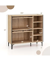 Costway Shoe Storage Cabinet with Flip Doors Adjustable and Removable Shelves for Entryway