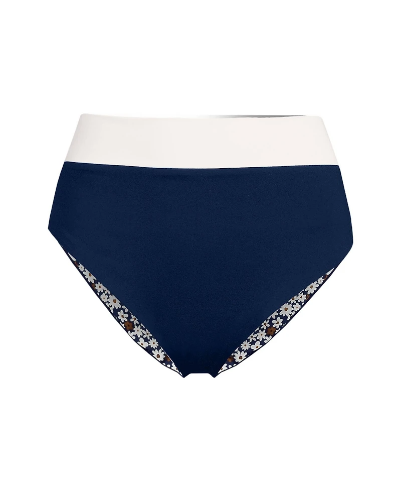 Lands' End Women's Reversible Ultra High Leg Waisted Bikini Swim Bottoms