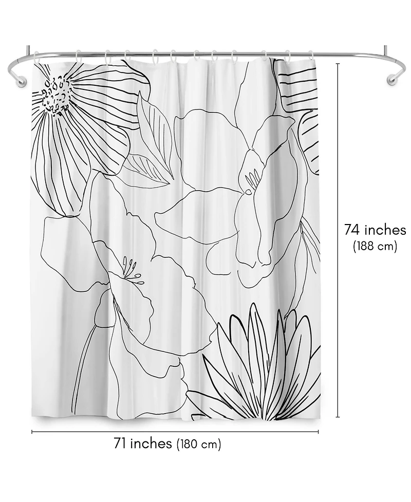 Americanflat 71x74 Delicate Lines Shower Curtain - 100% Polyester Shower Curtain