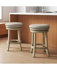 Gouun 26 Inches Swivel Bar Stools Set of 2 wth Wooden Frame-26.5 inches