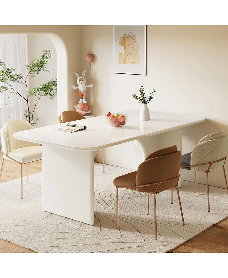 Tribesigns Modern Dining Table for 4-6 People, 62.99" Large Rectangle Kitchen Table with Arch Design Legs
