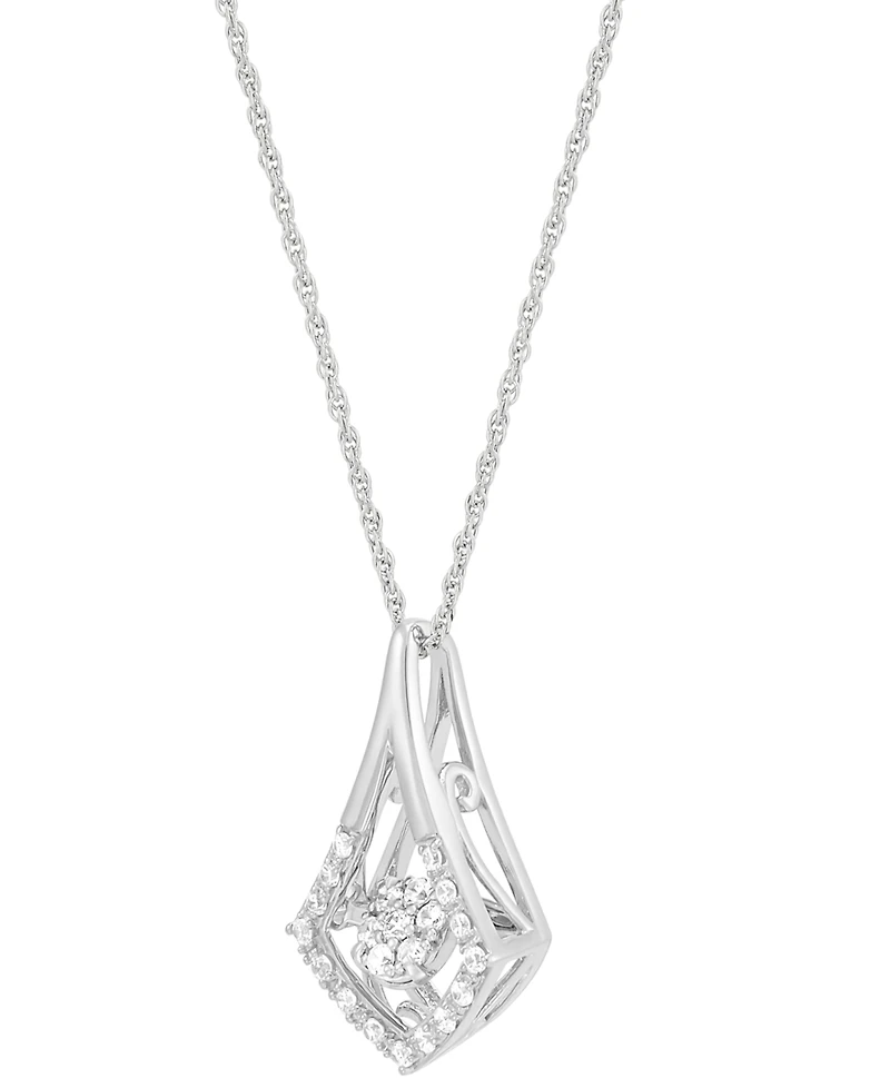 Forever Grown Diamonds Lab Grown Diamond Dancing Framed Cluster Pendant Necklace (1/5 ct. t.w.) in Sterling Silver, 16" + 2" extender
