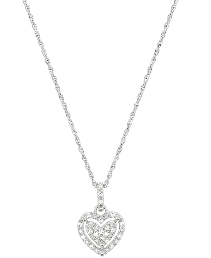 2-Pc. Set Diamond Heart Pendant Necklace & Matching Stud Earrings (1/4 ct. t.w.) in Sterling Silver