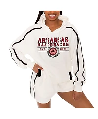Gameday Couture Women's Cream Arkansas Razorbacks Down, Set, Go Pullover Hoodie and Shorts Set