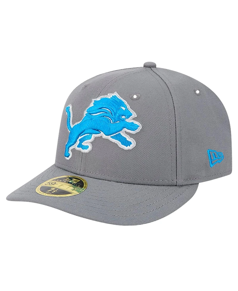 New Era Men's Gray Detroit Lions Omaha Low Profile 59FIFTY Fitted Hat