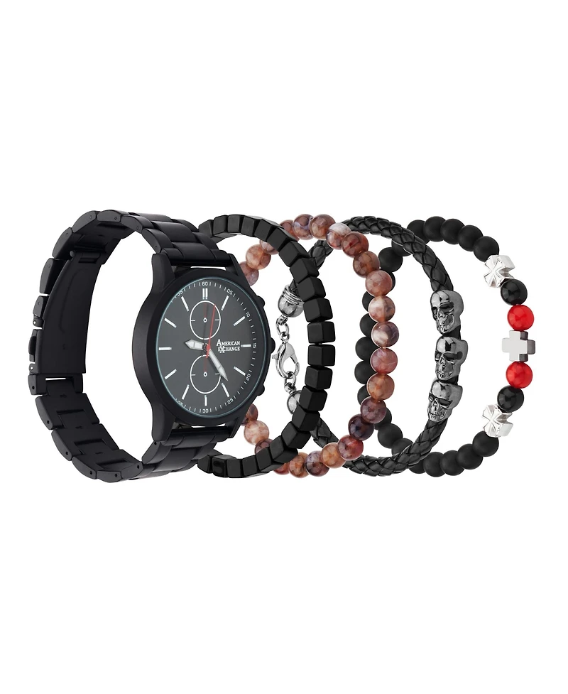 American Exchange Men's Matte Black Metal Alloy Analog Watch, 44mm