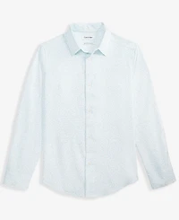Calvin Klein Big Boys Long-Sleeve Stretch Floral-Print Shirt