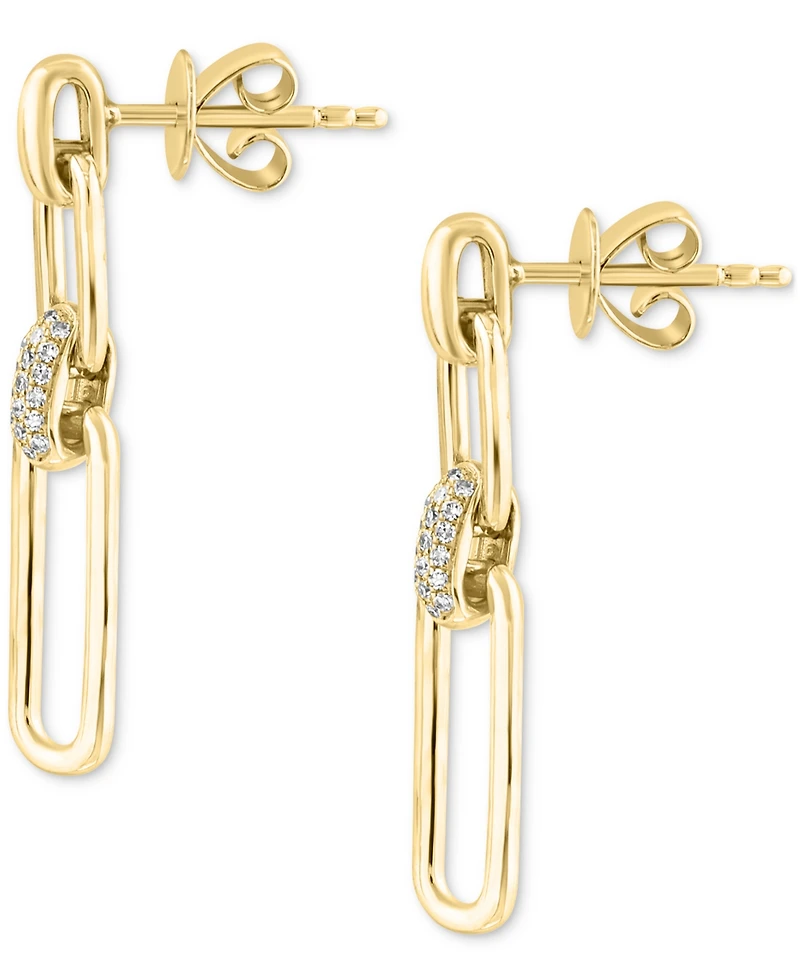Diamond Link Drop Earrings (1/10 ct. t.w.) in 14k Yellow Gold