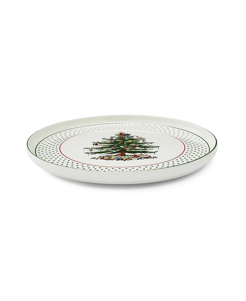 Spode Christmas Tree Polka Dot Lazy Susan Plate