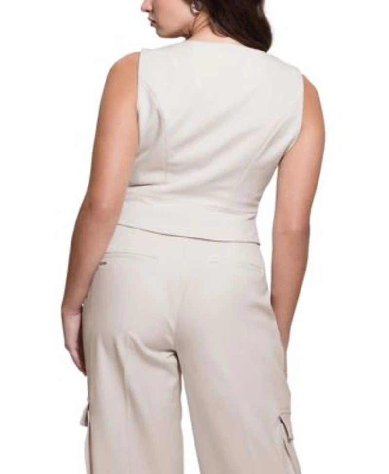 Guess Womens Matea Angled Hem Cropped Suit Vest High Rise Perfect Cargo Pants