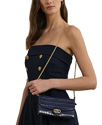 Lauren Ralph Adair Croc-Embossed Leather Small Crossbody