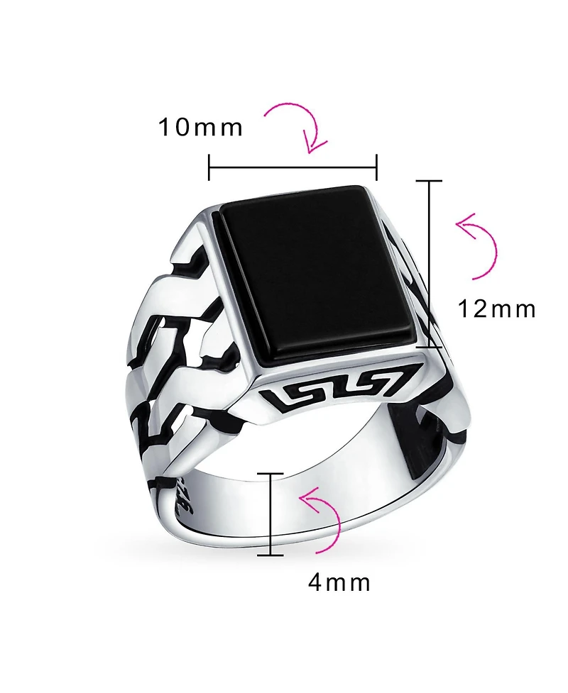 Bling Jewelry Cuban Curb Link Chain Band Rectangle Signet Ring Sterling Silver