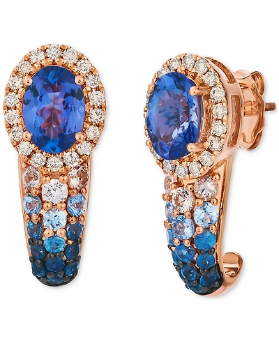 Le Vian Multi-Gemstone (2-1/10 ct. t.w.) & Nude Diamond (1/4 ct. t.w.) Ombre Drop Earrings in 14k Rose Gold