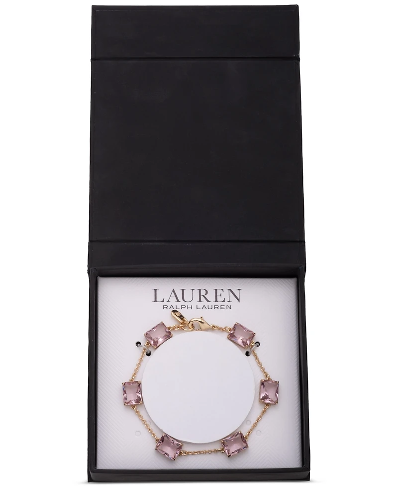 Lauren Ralph Gold-Tone Square Stone Flex Bracelet