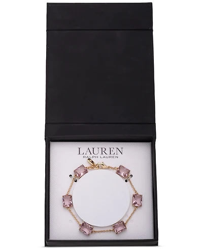 Lauren Ralph Gold-Tone Square Stone Flex Bracelet