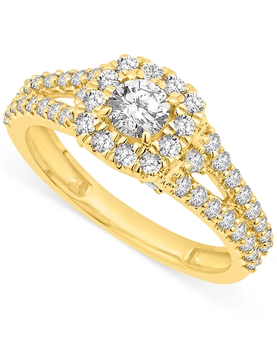 Diamond Halo Engagement Ring (1 ct. t.w.) in 14k Yellow Gold