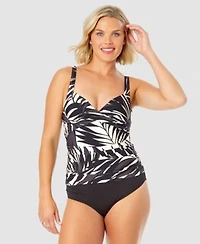 Anne Cole Womens Ruched Front Underwire Tankini Top High Waist Bikini Bottoms