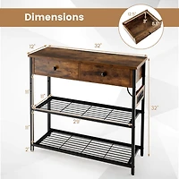 Costway Entryway Table with Charging Station Narrow Console 2 Drawers