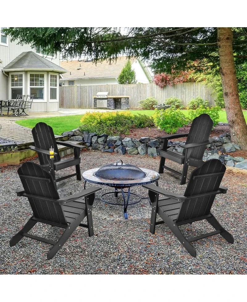 Vebreda Outdoor Adirondack Chair with Built-in Cup Holder for Backyard Porch
