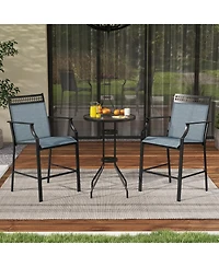 Gouun Outdoor Counter Stools Set of 2 Heavy-Duty Barstools with Footrest and Armrests