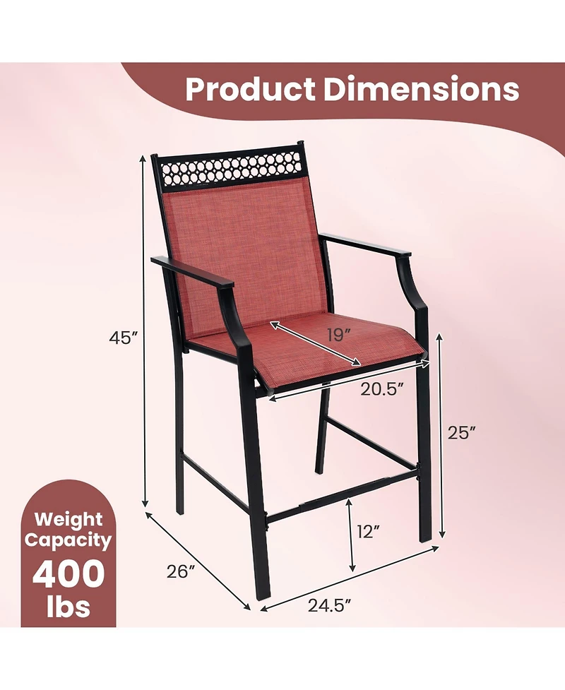 Gouun Outdoor Counter Stools Set of 2 Heavy-Duty Barstools with Footrest and Armrests