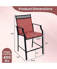 Gouun Outdoor Counter Stools Set of 2 Heavy-Duty Barstools with Footrest and Armrests