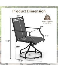 Gouun Patio Swivel Dining Chairs Set of 2 with Heavy-duty Metal Frame and Armrests