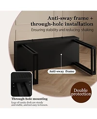 gaomon Vanity Desk with Mirror and Lights, 40” Makeup Vanity with 3 Color Lights and Adjustable Brightness
