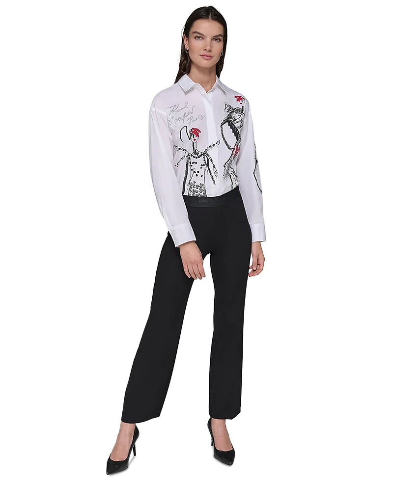 Karl Lagerfeld Paris Women's Pull-On Boot-Cut Pants