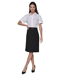 Karl Lagerfeld Paris Women's Compression Pull-On Pencil Skirt