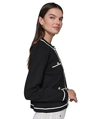 Karl Lagerfeld Paris Women's Four-Pocket Crewneck Cardigan
