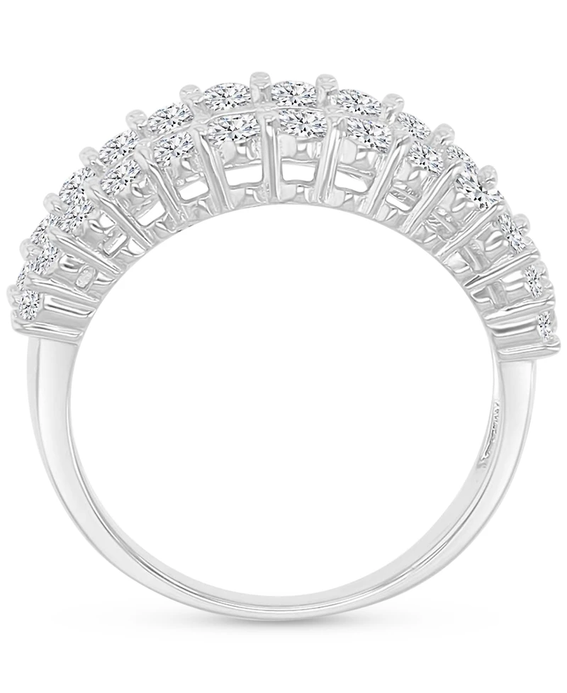 Cubic Zirconia Round & Baguette Graduated Band Sterling Silver