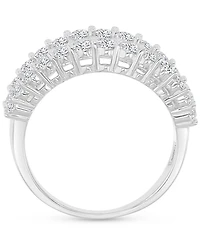 Cubic Zirconia Round & Baguette Graduated Band Sterling Silver
