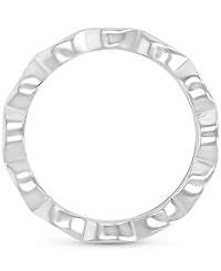 Cubic Zirconia Oval Scallop Edge Eternity Band Sterling Silver