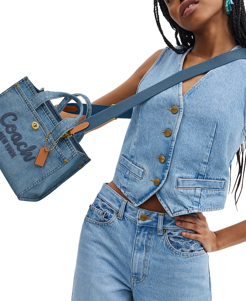 Coach Cargo Medium Denim Tote Bag 26
